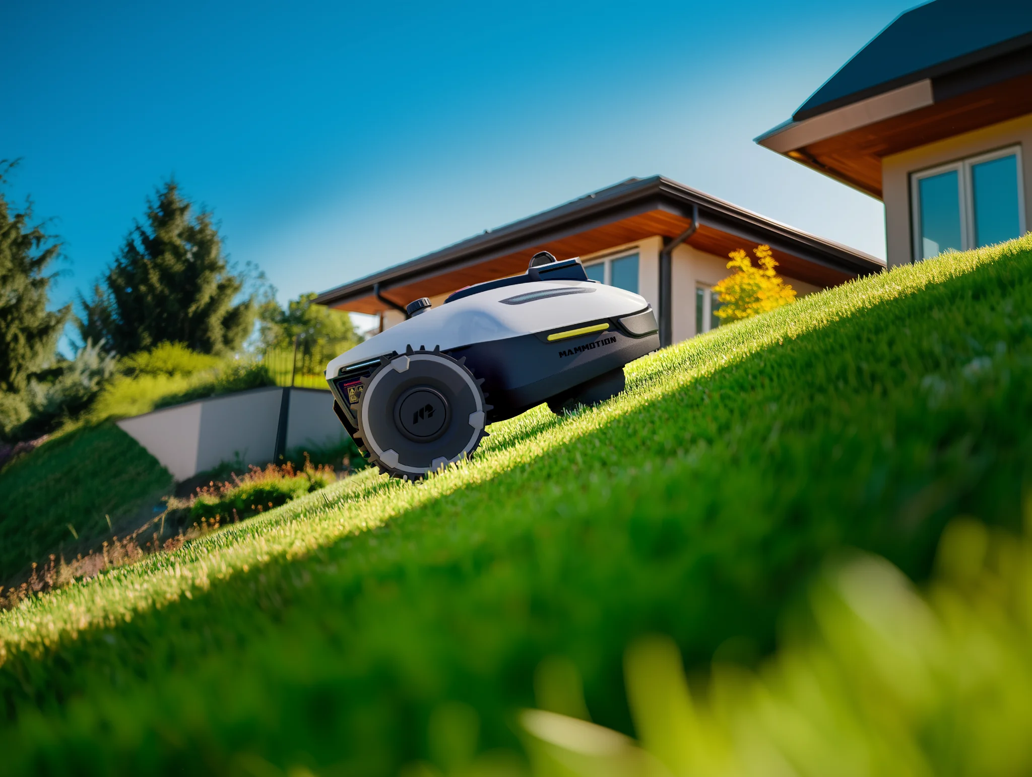 Robot koszący Yuka Mini 2 praca na nachyleniu 45 procent